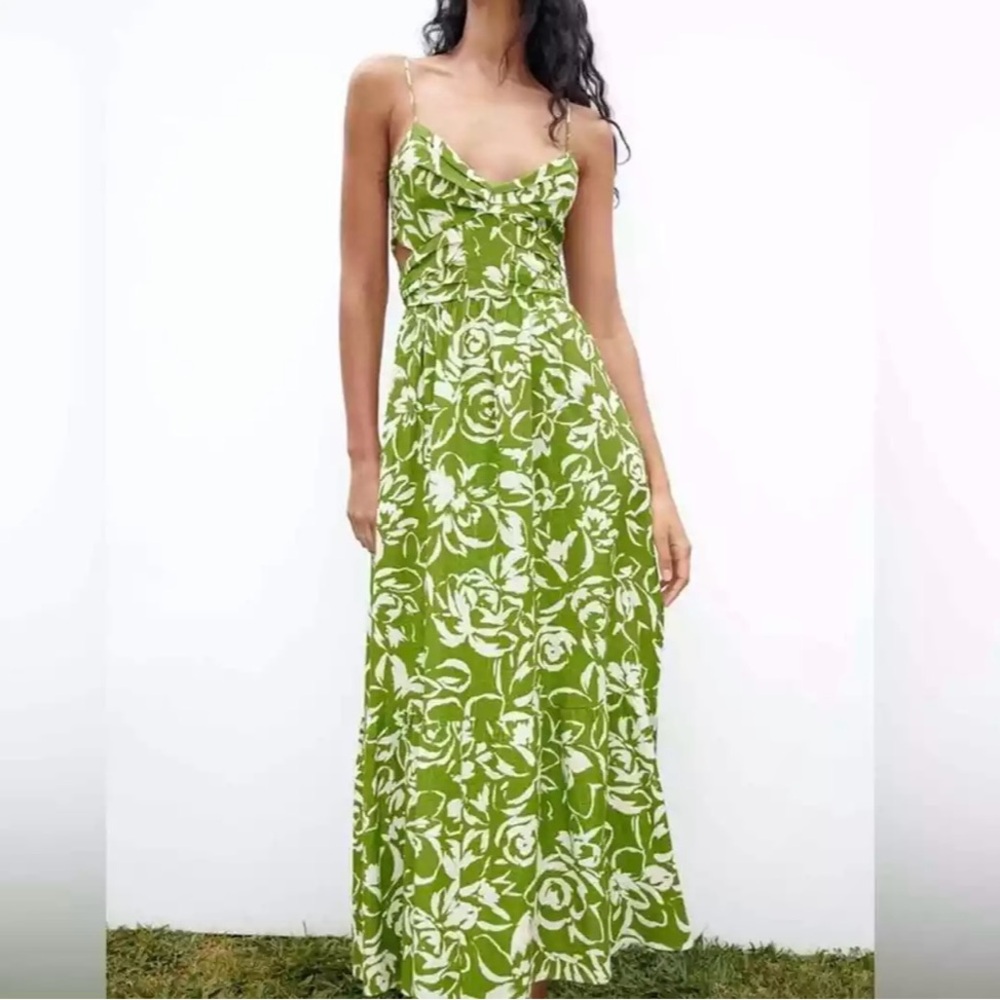 ZARA Floral Cutout Midi Dress